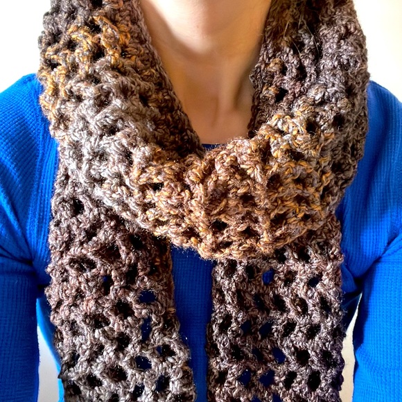 Handmade Crocheted Open-Weave Scarf - Picture 2 of 14